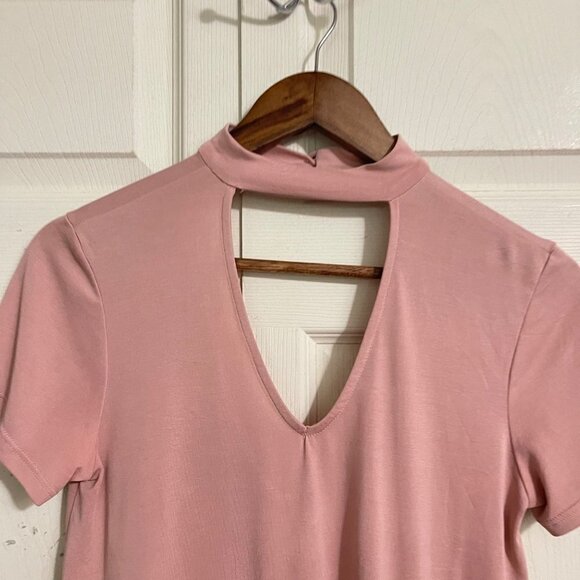 Newbury Kustom Womens Pink Short Sleeve Collar Keyhole Flowy Shift Dress Small - Picture 4 of 7